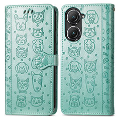 Custodia Portafoglio In Pelle Fantasia Modello Cover con Supporto S03D per Asus Zenfone 9 Verde