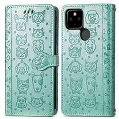 Custodia Portafoglio In Pelle Fantasia Modello Cover con Supporto S03D per Google Pixel 5a 5G Verde