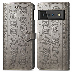 Custodia Portafoglio In Pelle Fantasia Modello Cover con Supporto S03D per Google Pixel 6 5G Grigio