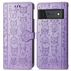 Custodia Portafoglio In Pelle Fantasia Modello Cover con Supporto S03D per Google Pixel 6 Pro 5G Viola