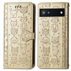 Custodia Portafoglio In Pelle Fantasia Modello Cover con Supporto S03D per Google Pixel 6a 5G Oro