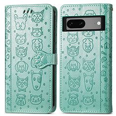 Custodia Portafoglio In Pelle Fantasia Modello Cover con Supporto S03D per Google Pixel 7 5G Verde