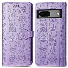 Custodia Portafoglio In Pelle Fantasia Modello Cover con Supporto S03D per Google Pixel 7 5G Viola