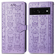 Custodia Portafoglio In Pelle Fantasia Modello Cover con Supporto S03D per Google Pixel 7 Pro 5G Viola