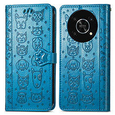 Custodia Portafoglio In Pelle Fantasia Modello Cover con Supporto S03D per Huawei Enjoy 50 Pro Blu