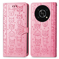 Custodia Portafoglio In Pelle Fantasia Modello Cover con Supporto S03D per Huawei Enjoy 50 Pro Rosa