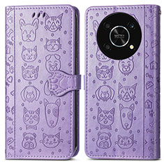 Custodia Portafoglio In Pelle Fantasia Modello Cover con Supporto S03D per Huawei Enjoy 50 Pro Viola