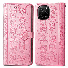 Custodia Portafoglio In Pelle Fantasia Modello Cover con Supporto S03D per Huawei Enjoy 50z Rosa