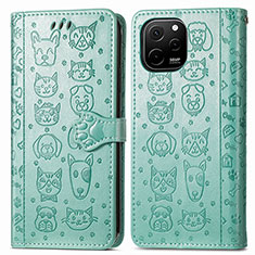 Custodia Portafoglio In Pelle Fantasia Modello Cover con Supporto S03D per Huawei Enjoy 50z Verde