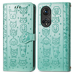 Custodia Portafoglio In Pelle Fantasia Modello Cover con Supporto S03D per Huawei Honor 50 5G Verde