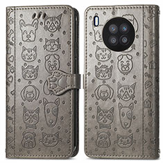 Custodia Portafoglio In Pelle Fantasia Modello Cover con Supporto S03D per Huawei Honor 50 Lite Grigio