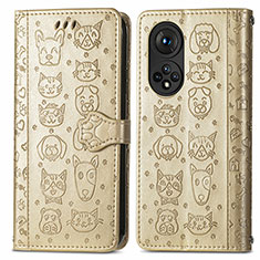 Custodia Portafoglio In Pelle Fantasia Modello Cover con Supporto S03D per Huawei Honor 50 Pro 5G Oro