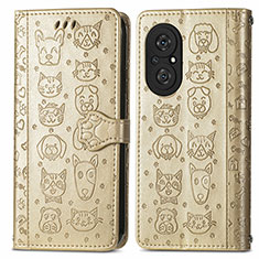 Custodia Portafoglio In Pelle Fantasia Modello Cover con Supporto S03D per Huawei Honor 50 SE 5G Oro