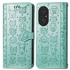 Custodia Portafoglio In Pelle Fantasia Modello Cover con Supporto S03D per Huawei Honor 50 SE 5G Verde