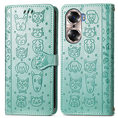 Custodia Portafoglio In Pelle Fantasia Modello Cover con Supporto S03D per Huawei Honor 60 Pro 5G Verde