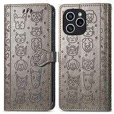 Custodia Portafoglio In Pelle Fantasia Modello Cover con Supporto S03D per Huawei Honor 60 SE 5G Grigio