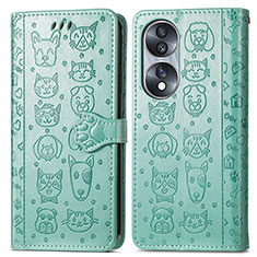 Custodia Portafoglio In Pelle Fantasia Modello Cover con Supporto S03D per Huawei Honor 70 5G Verde