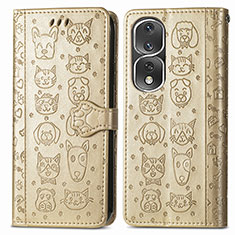 Custodia Portafoglio In Pelle Fantasia Modello Cover con Supporto S03D per Huawei Honor 80 Pro 5G Oro