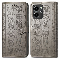 Custodia Portafoglio In Pelle Fantasia Modello Cover con Supporto S03D per Huawei Honor 80 SE 5G Grigio