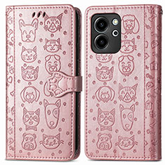 Custodia Portafoglio In Pelle Fantasia Modello Cover con Supporto S03D per Huawei Honor 80 SE 5G Oro Rosa