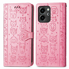 Custodia Portafoglio In Pelle Fantasia Modello Cover con Supporto S03D per Huawei Honor 80 SE 5G Rosa