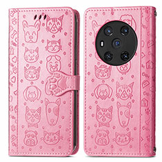 Custodia Portafoglio In Pelle Fantasia Modello Cover con Supporto S03D per Huawei Honor Magic3 5G Rosa