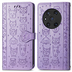 Custodia Portafoglio In Pelle Fantasia Modello Cover con Supporto S03D per Huawei Honor Magic3 5G Viola