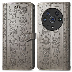 Custodia Portafoglio In Pelle Fantasia Modello Cover con Supporto S03D per Huawei Honor Magic3 Pro 5G Grigio