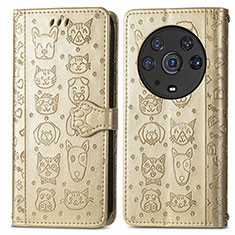 Custodia Portafoglio In Pelle Fantasia Modello Cover con Supporto S03D per Huawei Honor Magic3 Pro 5G Oro