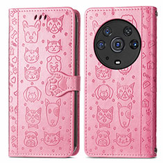 Custodia Portafoglio In Pelle Fantasia Modello Cover con Supporto S03D per Huawei Honor Magic3 Pro 5G Rosa