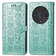 Custodia Portafoglio In Pelle Fantasia Modello Cover con Supporto S03D per Huawei Honor Magic3 Pro 5G Verde