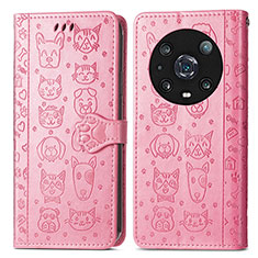 Custodia Portafoglio In Pelle Fantasia Modello Cover con Supporto S03D per Huawei Honor Magic4 Pro 5G Rosa