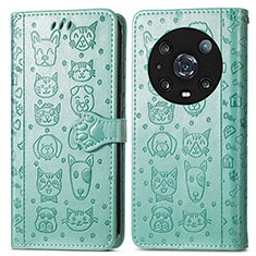 Custodia Portafoglio In Pelle Fantasia Modello Cover con Supporto S03D per Huawei Honor Magic4 Pro 5G Verde