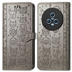 Custodia Portafoglio In Pelle Fantasia Modello Cover con Supporto S03D per Huawei Honor Magic5 5G Grigio