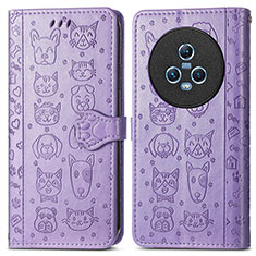 Custodia Portafoglio In Pelle Fantasia Modello Cover con Supporto S03D per Huawei Honor Magic5 5G Viola