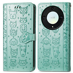 Custodia Portafoglio In Pelle Fantasia Modello Cover con Supporto S03D per Huawei Honor Magic5 Lite 5G Verde