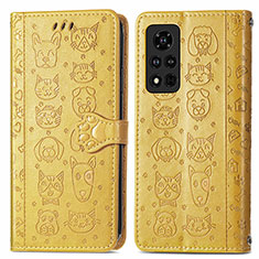 Custodia Portafoglio In Pelle Fantasia Modello Cover con Supporto S03D per Huawei Honor V40 5G Giallo