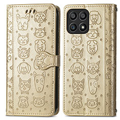 Custodia Portafoglio In Pelle Fantasia Modello Cover con Supporto S03D per Huawei Honor X30i Oro