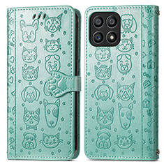 Custodia Portafoglio In Pelle Fantasia Modello Cover con Supporto S03D per Huawei Honor X30i Verde