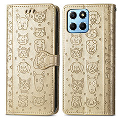 Custodia Portafoglio In Pelle Fantasia Modello Cover con Supporto S03D per Huawei Honor X6S Oro