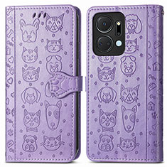 Custodia Portafoglio In Pelle Fantasia Modello Cover con Supporto S03D per Huawei Honor X7a Viola