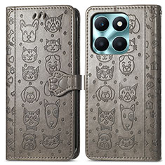 Custodia Portafoglio In Pelle Fantasia Modello Cover con Supporto S03D per Huawei Honor X8b Grigio