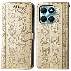 Custodia Portafoglio In Pelle Fantasia Modello Cover con Supporto S03D per Huawei Honor X8b Oro