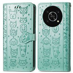 Custodia Portafoglio In Pelle Fantasia Modello Cover con Supporto S03D per Huawei Honor X9 5G Verde