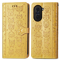 Custodia Portafoglio In Pelle Fantasia Modello Cover con Supporto S03D per Huawei Nova 10 Giallo