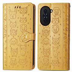 Custodia Portafoglio In Pelle Fantasia Modello Cover con Supporto S03D per Huawei Nova 10 Pro Giallo