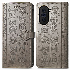 Custodia Portafoglio In Pelle Fantasia Modello Cover con Supporto S03D per Huawei Nova 10 Pro Grigio