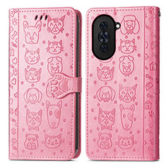 Custodia Portafoglio In Pelle Fantasia Modello Cover con Supporto S03D per Huawei Nova 10 Rosa