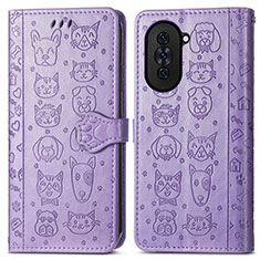 Custodia Portafoglio In Pelle Fantasia Modello Cover con Supporto S03D per Huawei Nova 10 Viola