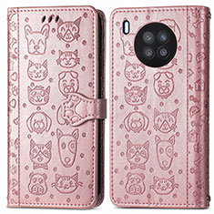 Custodia Portafoglio In Pelle Fantasia Modello Cover con Supporto S03D per Huawei Nova 8i Oro Rosa